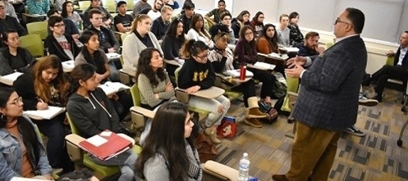 Chair Perez and UC Riverside students 